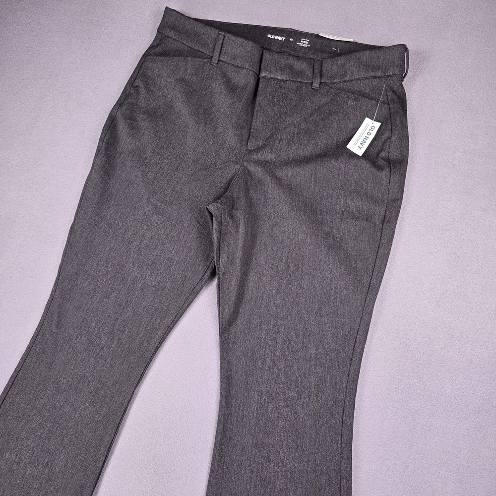 Old Navy Pants Womens 14 Dark Heather Gray High Rise Pixie Flare Office School